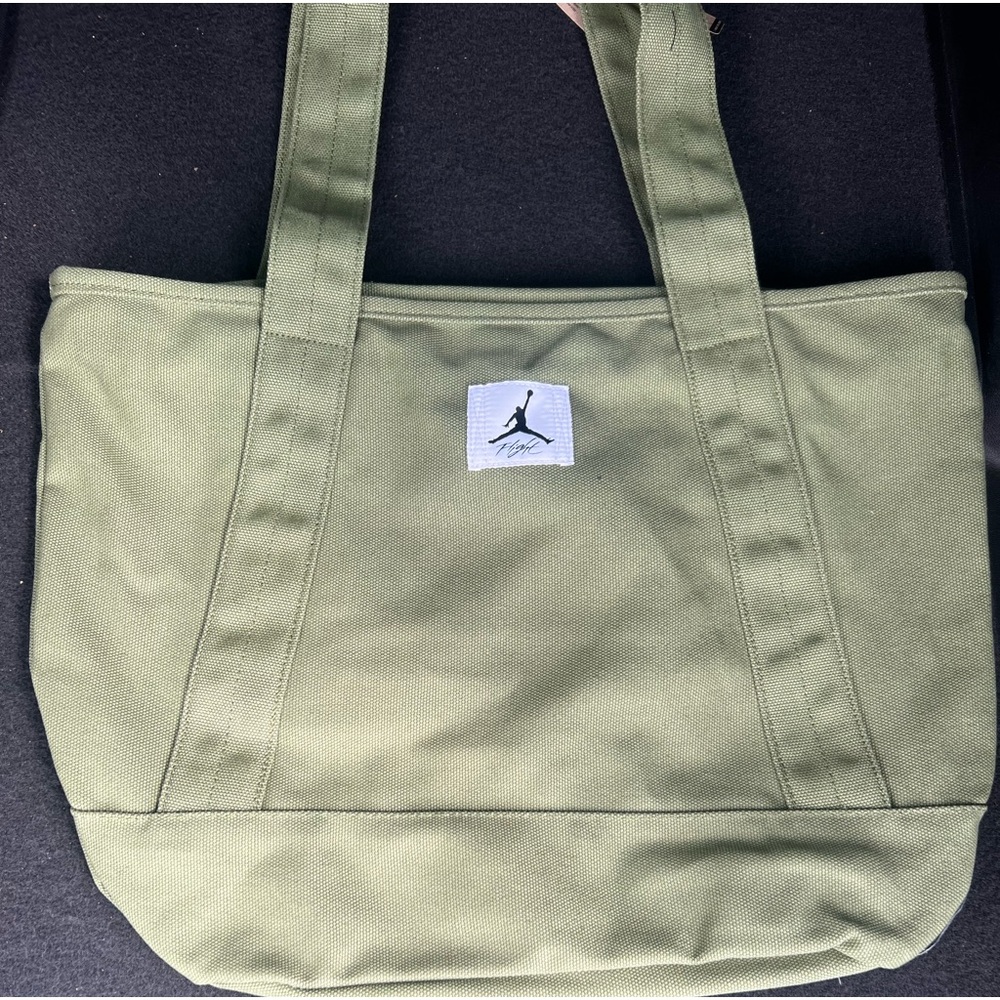 Jordan Flight Carryall Tote Bag Thick Canvas Water Resistant Olive Green